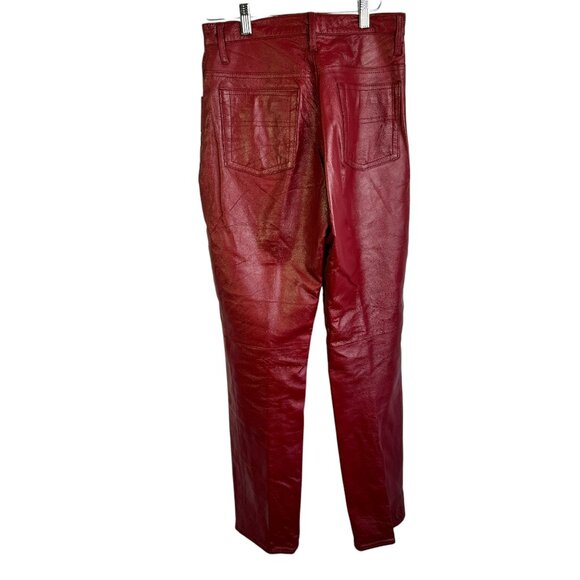 Vintage I.B Exchange by Irwin Bilerian Red Leather Straight Leg Pants Medium - Picture 4 of 9